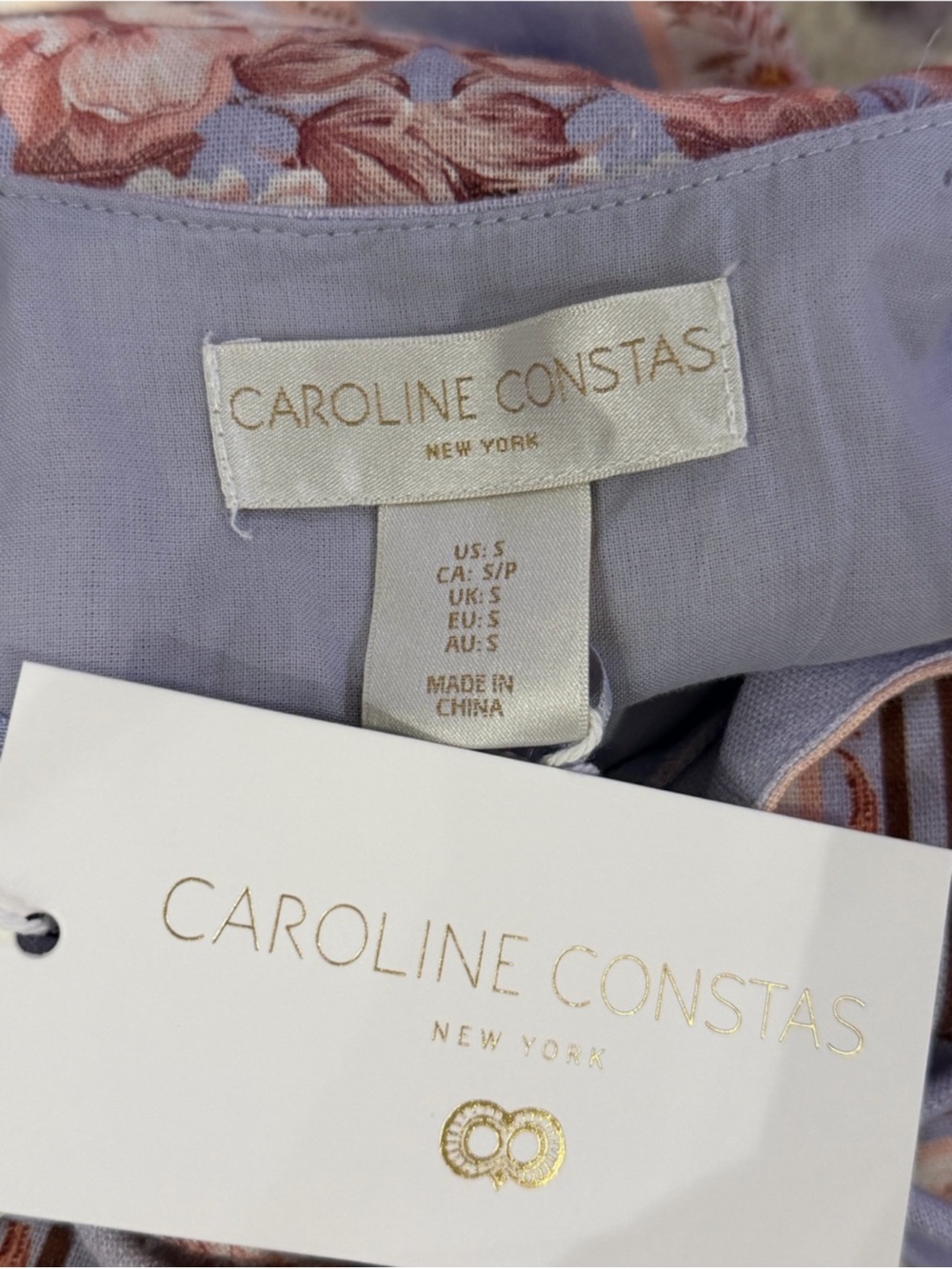 Caroline Constas Lavender Floral Linen Maxi Dress S NWT - Picture 9 of 9